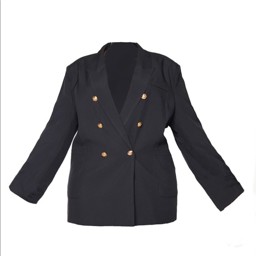 Plus military button detail blazer woven